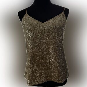 Banana Republic women’s gold sequin camisole sleeveless top. Size L